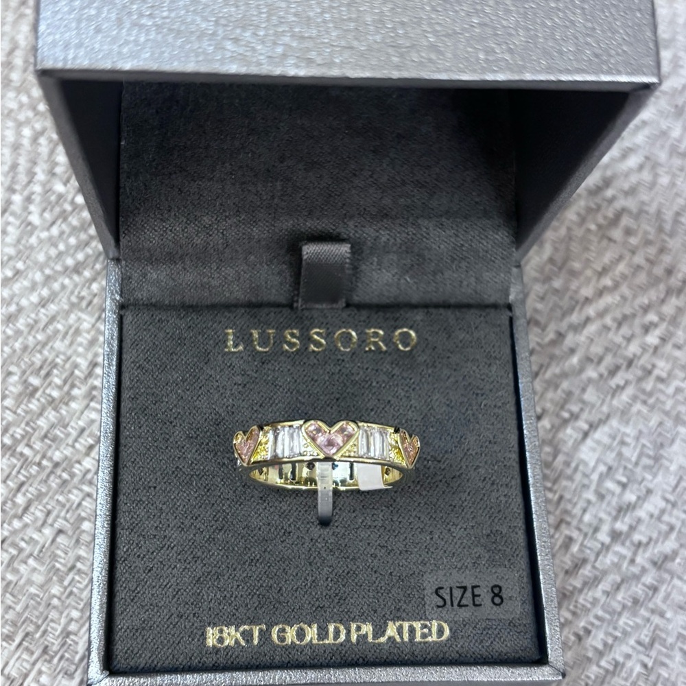 18KT Gold Plated Pink Heart & Clear Stone Band - Women